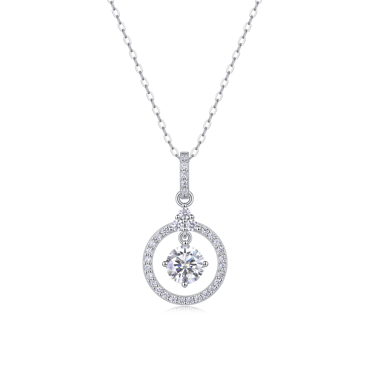 Planderful Shop 1.0ct Moissanite Pendant Necklace S925 Silver Plated Circular Pendant For Women Radiant Sparkle Gift