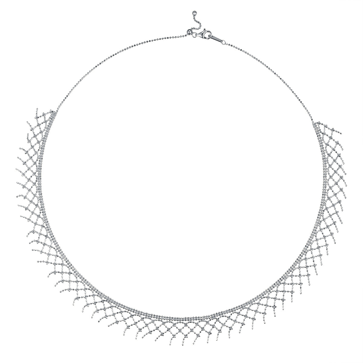 Premium Elegant S925 Silver Mesh Lace Necklace Italian Craft For Women By Planderful Shop 45cm