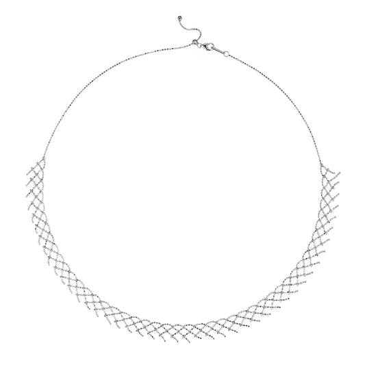 Planderful S925 Silver Woven Mesh Lace Necklace For Women