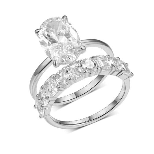 Planderful Moissanite Ring for Women 4 5 Carat Oval Main Stone in S925 Silver Luxury Sparkling