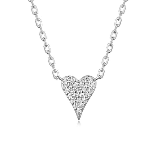 Planderful Moissanite Heart Pendant Necklace S925 Silver Plated 0.15ct Sparkling Gift For Her