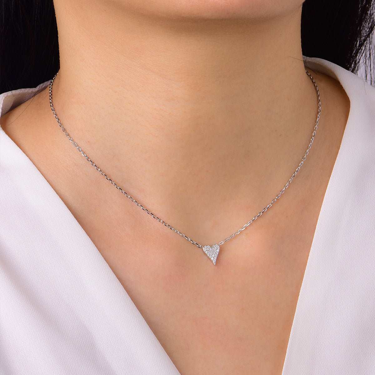 Planderful Moissanite Heart Pendant Necklace S925 Silver Plated 0.15ct Sparkling Gift For Her