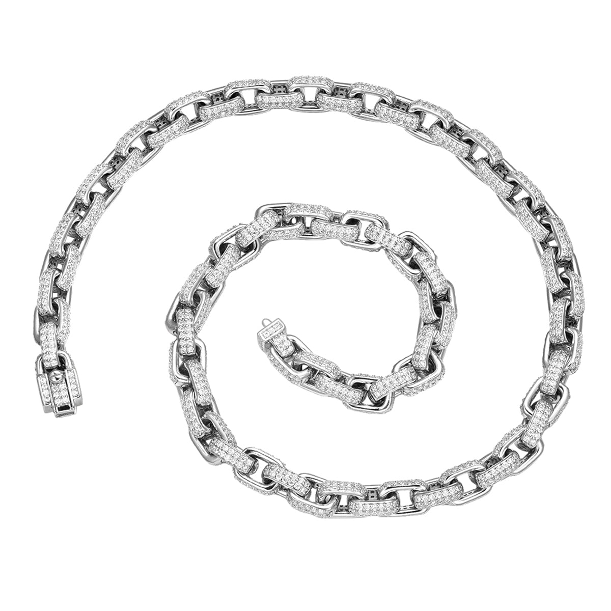 Planderful Moissanite Necklace For Men 12CT S925 Silver Plated Platinum Square Buckle High End Hip Hop Style