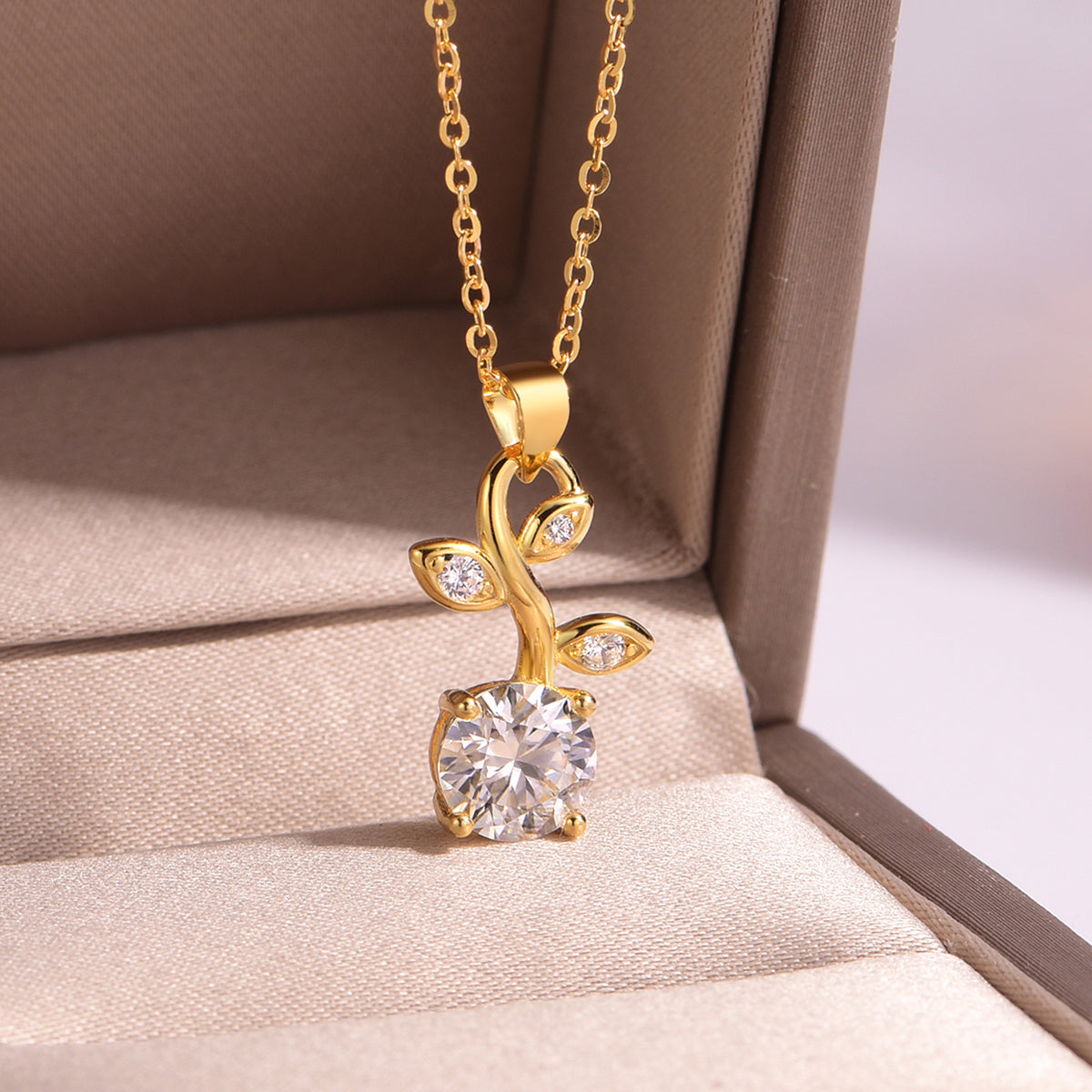 Planderful Moissanite Necklace For Her Sparkling Small Flower Pendant 1.2CT S925 Silver Gold Plated Gift