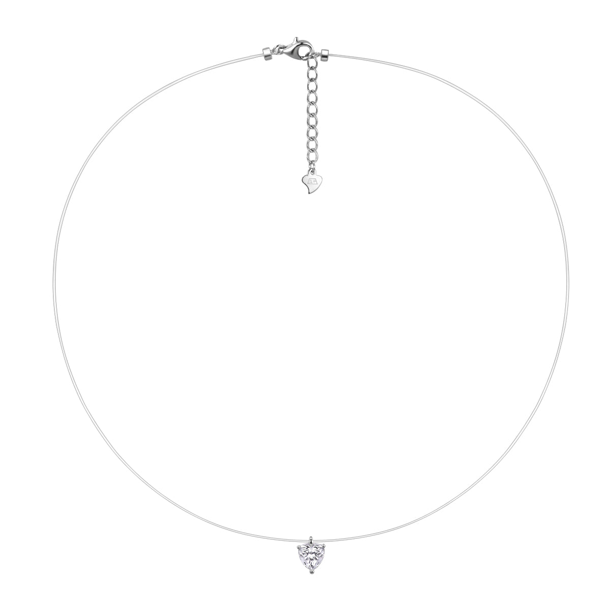Planderful Shop Heart Shaped Sparkling Moissanite Pendant Necklace For Her Minimalist Invisible Thread Jewelry