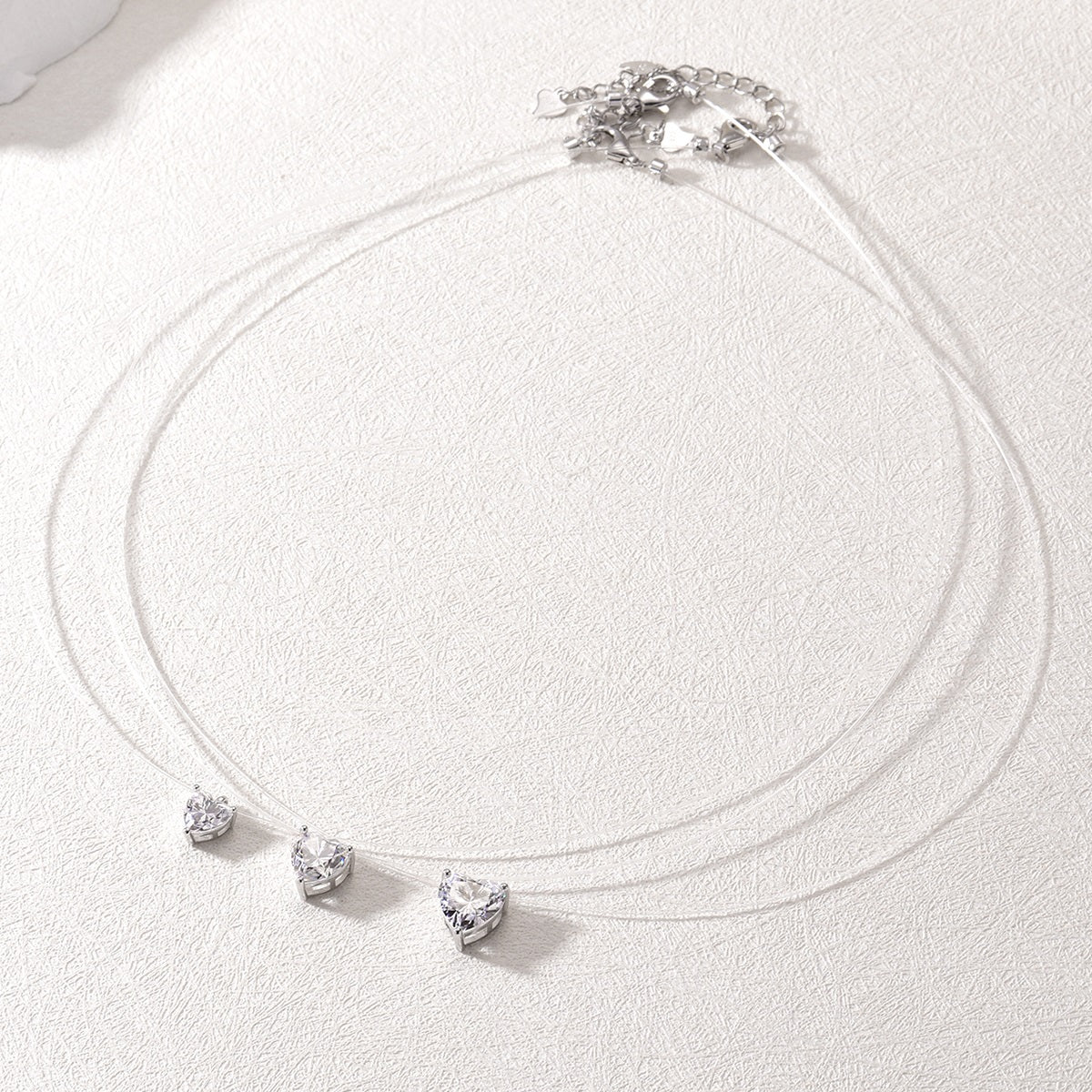 Planderful Shop Heart Shaped Sparkling Moissanite Pendant Necklace For Her Minimalist Invisible Thread Jewelry