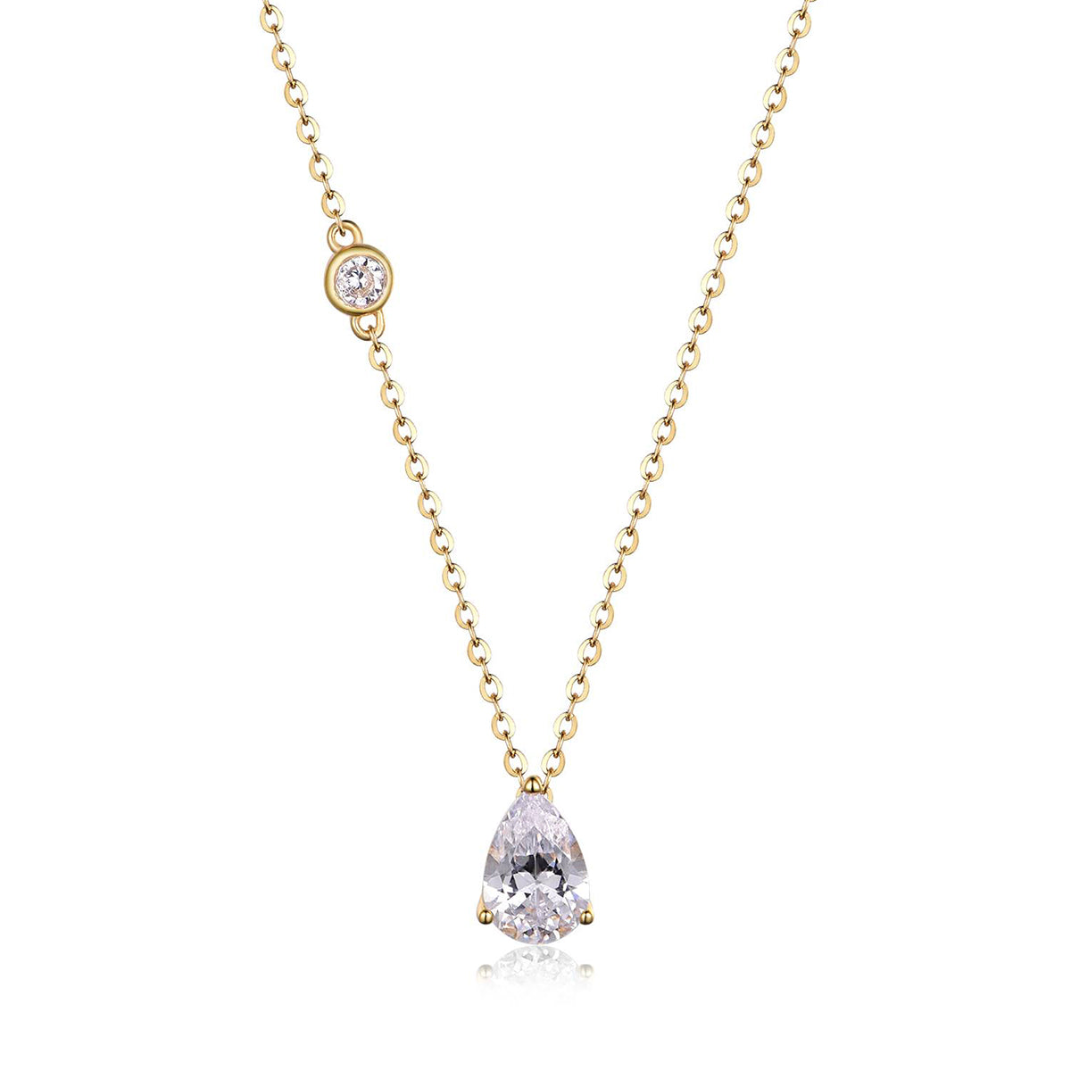 Planderful Shop Moissanite Pendant Necklace 1.25CT Pear Shape S925 Gold Plated Minimalist Jewelry For Her