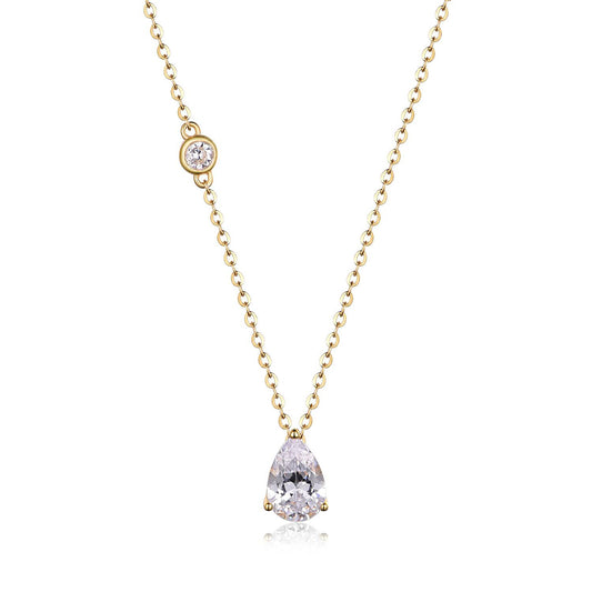 Planderful Shop Moissanite Pendant Necklace 1.25CT Pear Shape S925 Gold Plated Minimalist Jewelry For Her