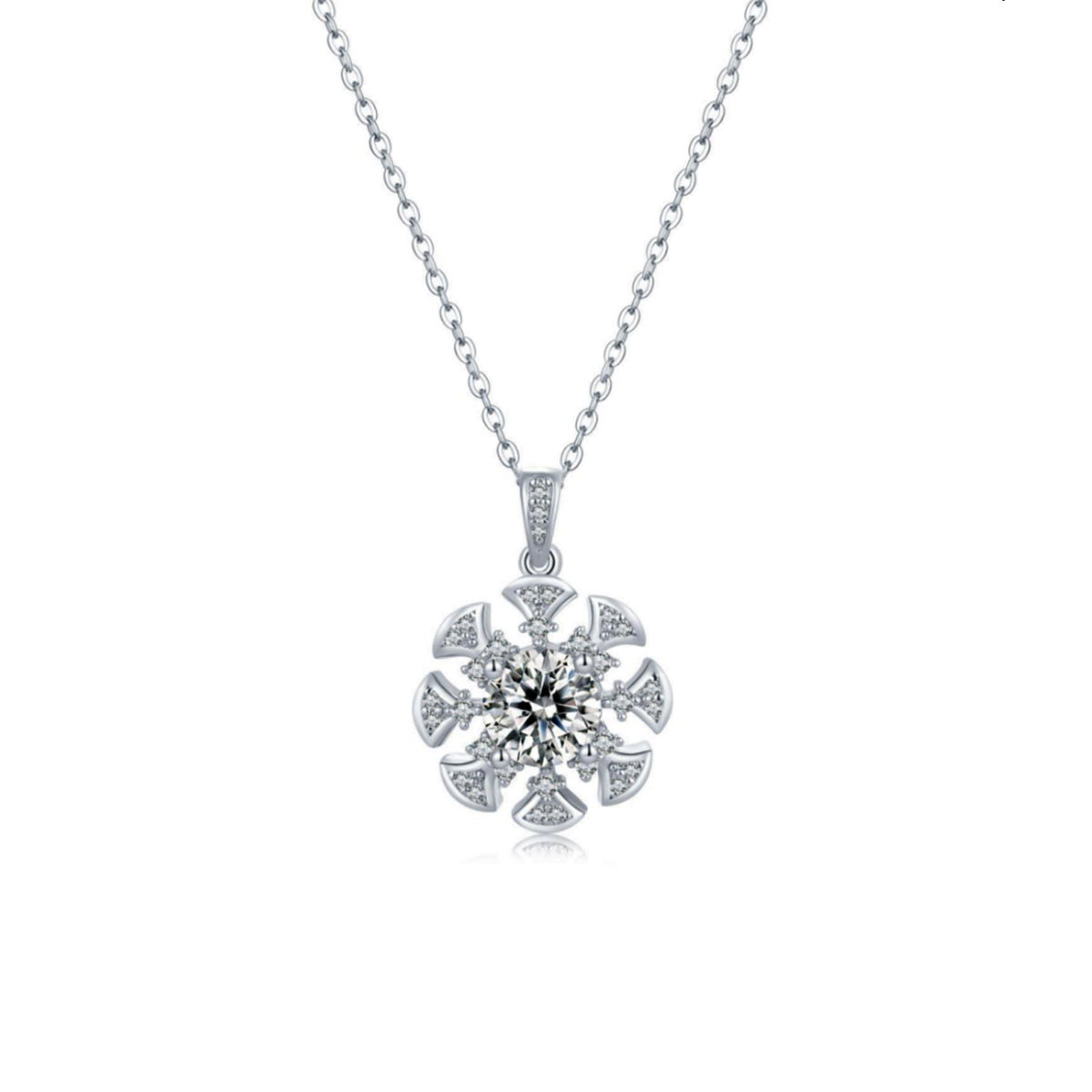 Planderful Moissanite Windmill Pendant Necklace 1.0CT Sparkling Sterling Silver Plated For Her