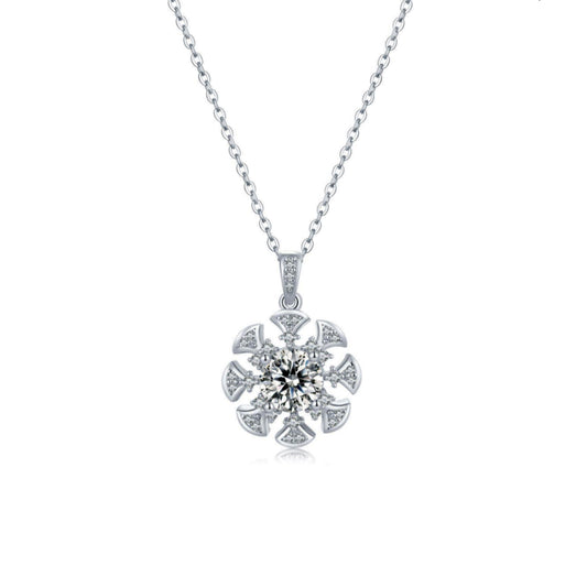 Planderful Moissanite Windmill Pendant Necklace 1.0CT Sparkling Sterling Silver Plated For Her