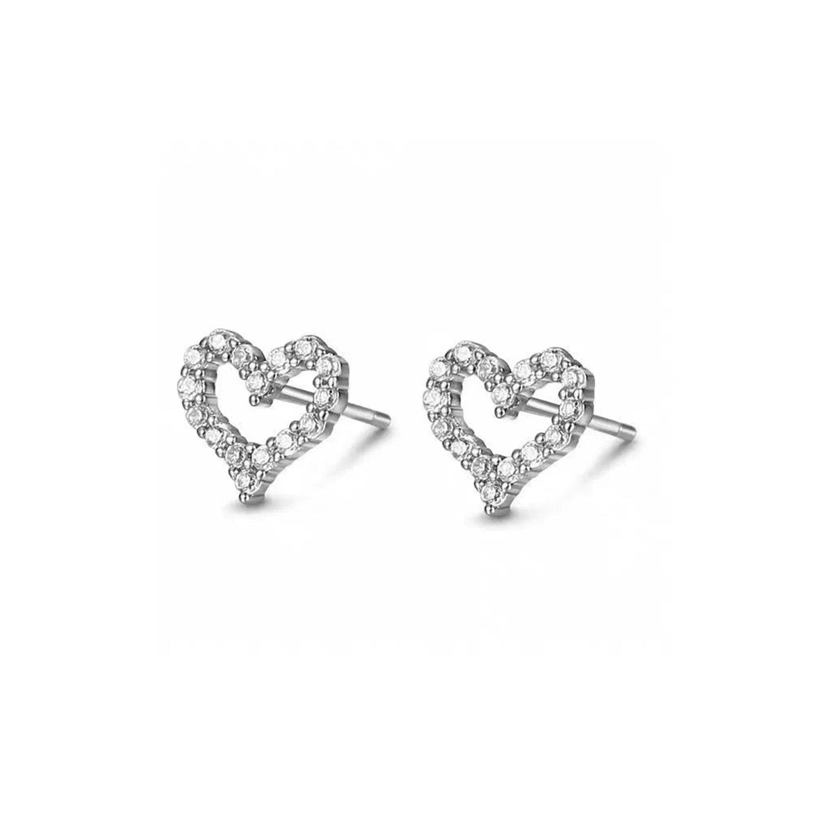 Planderful Moissanite Hollow Heart Stud Earrings S925 Sterling Silver 0.48ct Dazzling Gift for Her