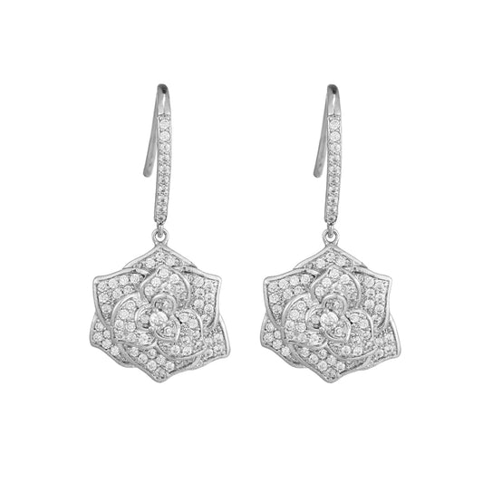 Planderful Moissanite Earrings 1.73CT Camellia Sparkling S925 Silver Plated Gift For Her
