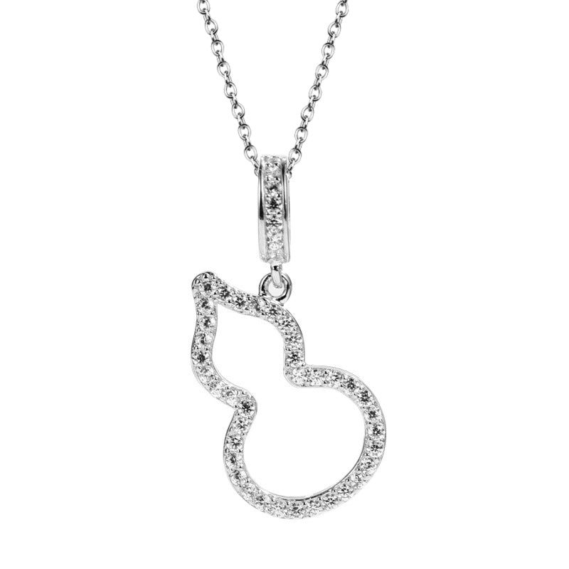 Planderful Moissanite Hollow Gourd Pendant Necklace For Women 0.17ct D VVS 3EX Sparkling S925 Silver Plated