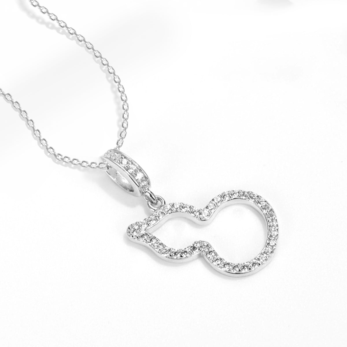 Planderful Moissanite Hollow Gourd Pendant Necklace For Women 0.17ct D VVS 3EX Sparkling S925 Silver Plated