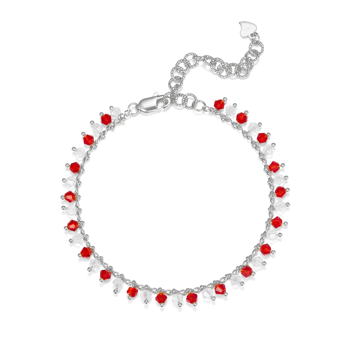 Planderful S925 Silver Bracelet Vitality Orange White Synthetic Crystal For Women Gala Fireworks Collection