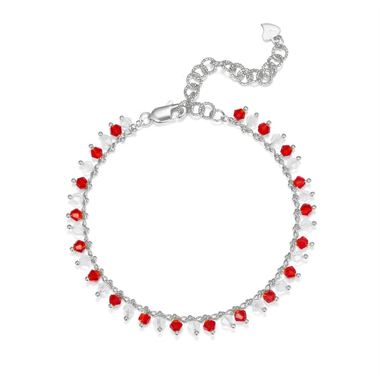 Planderful S925 Silver Bracelet Vitality Orange White Synthetic Crystal For Women Gala Fireworks Collection