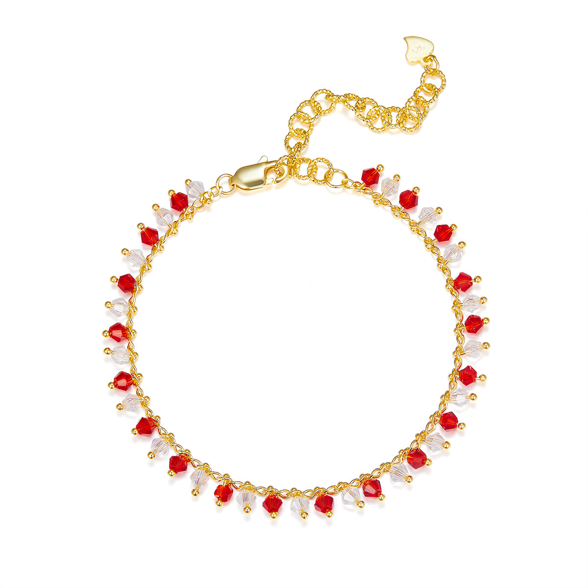 Planderful S925 Silver Bracelet Vitality Orange White Synthetic Crystal For Women Gala Fireworks Collection