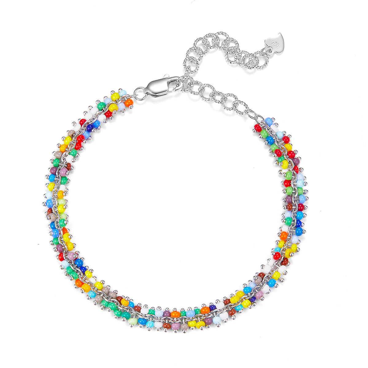 Planderful S925 Silver Plated Bead Bracelet Colorful Gala Fireworks Collection For Women Gift