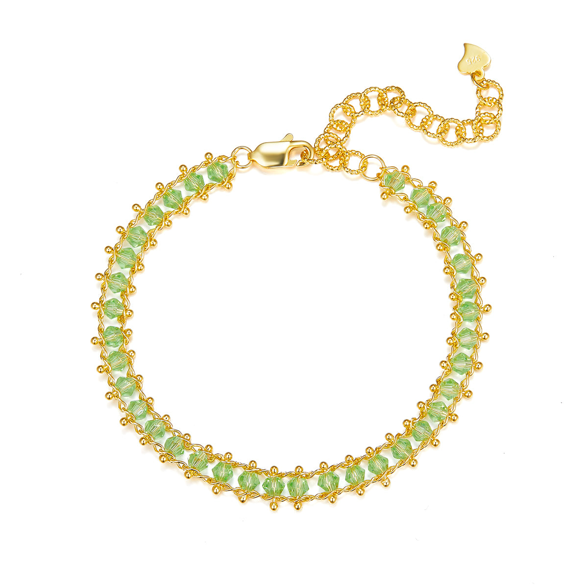 Planderful S925 Sterling Silver Bracelet With Colorful Synthetic Crystals Italian Weaving Craft For Women