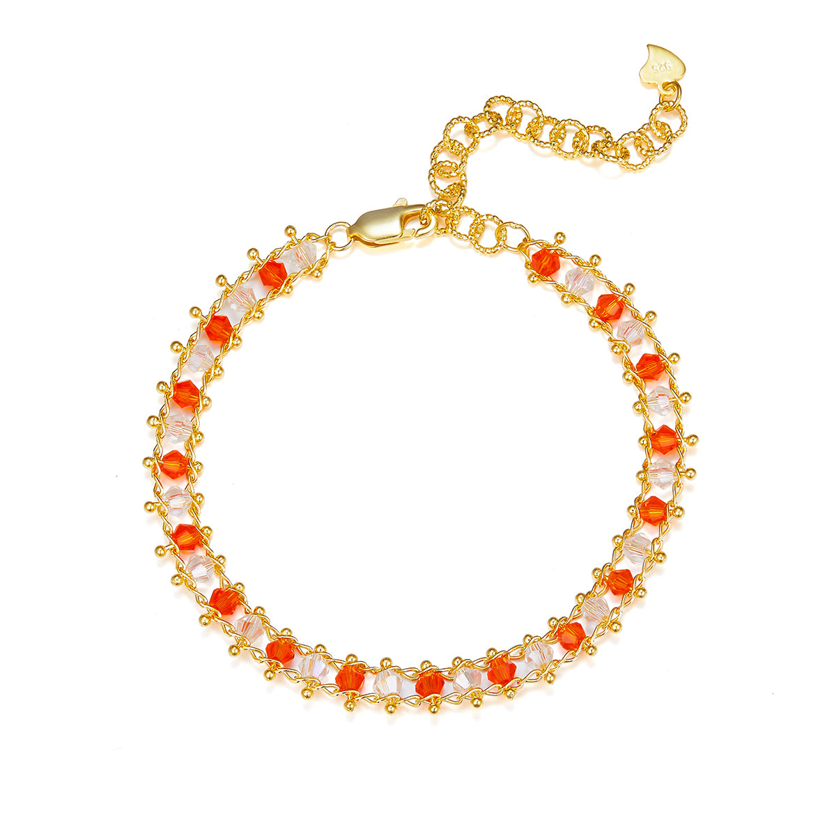 Planderful S925 Sterling Silver Bracelet With Colorful Synthetic Crystals Italian Weaving Craft For Women