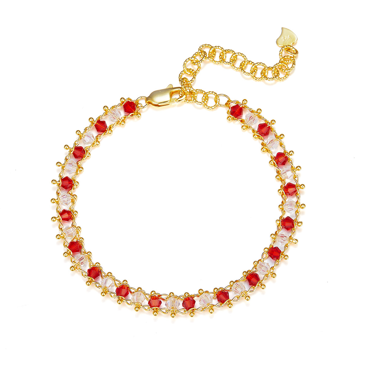 Planderful S925 Sterling Silver Bracelet With Colorful Synthetic Crystals Italian Weaving Craft For Women