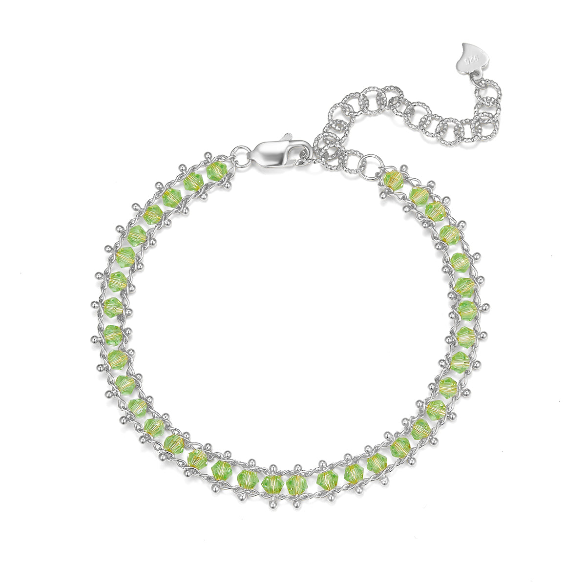 Planderful S925 Sterling Silver Bracelet With Colorful Synthetic Crystals Italian Weaving Craft For Women