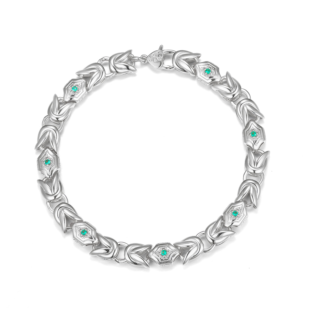 Planderful Lab Grown Emerald Bracelet S925 Sterling Silver High End Luxury For Her