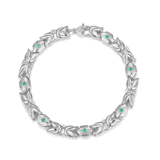 Planderful Lab Grown Emerald Bracelet S925 Sterling Silver High End Luxury For Her