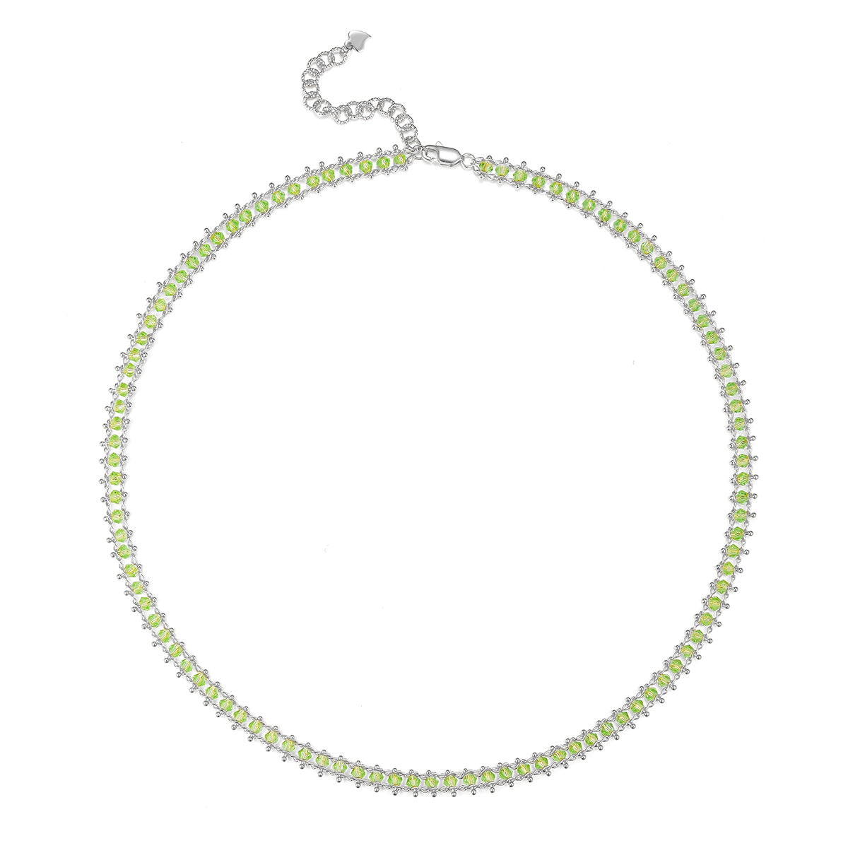 Planderful S925 Sterling Silver Gold Plated Synthetic Crystal Necklace Italian Weaving Craft For Women