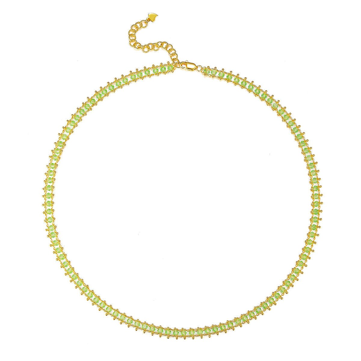 Planderful S925 Sterling Silver Gold Plated Synthetic Crystal Necklace Italian Weaving Craft For Women