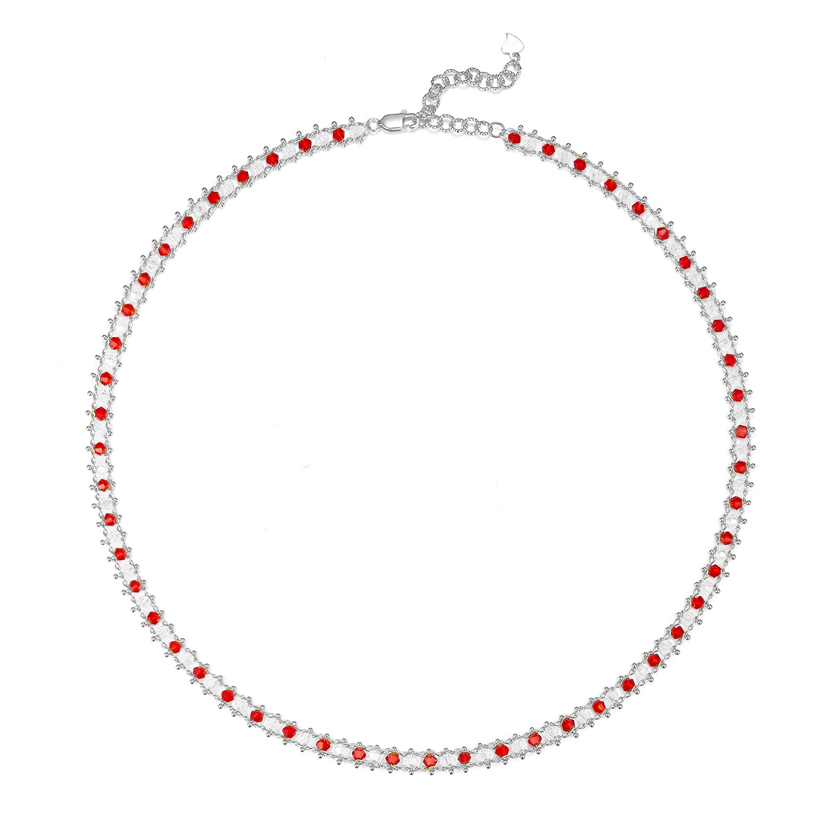 Planderful S925 Sterling Silver Gold Plated Synthetic Crystal Necklace Italian Weaving Craft For Women