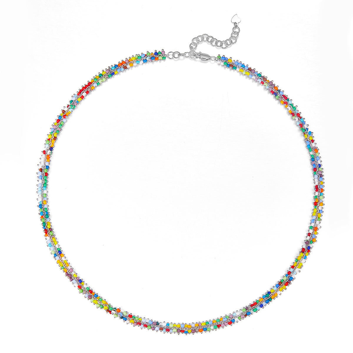 Planderful S925 Silver Plated Colorful Bead Necklace Gala Fireworks Collection For Women