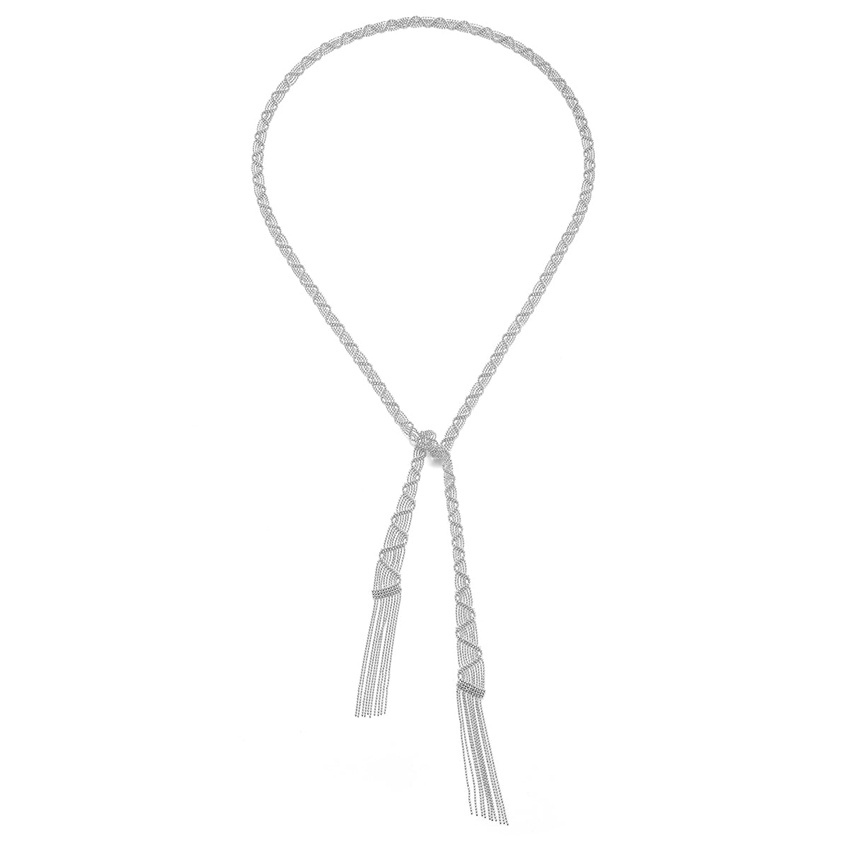 Planderful S925 Silver Plated Italian Lace Weaving Wave Long Necklace 100cm Vienna Verve For Women Gift