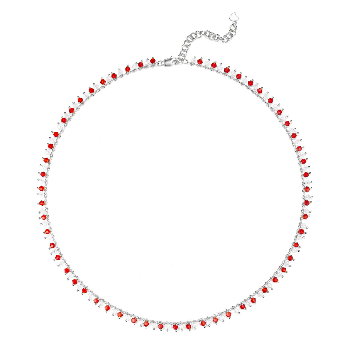 Planderful Crystal Necklace For Women S925 Silver Plated Gold Red White Synthetic Crystal Sparkling Dynamic