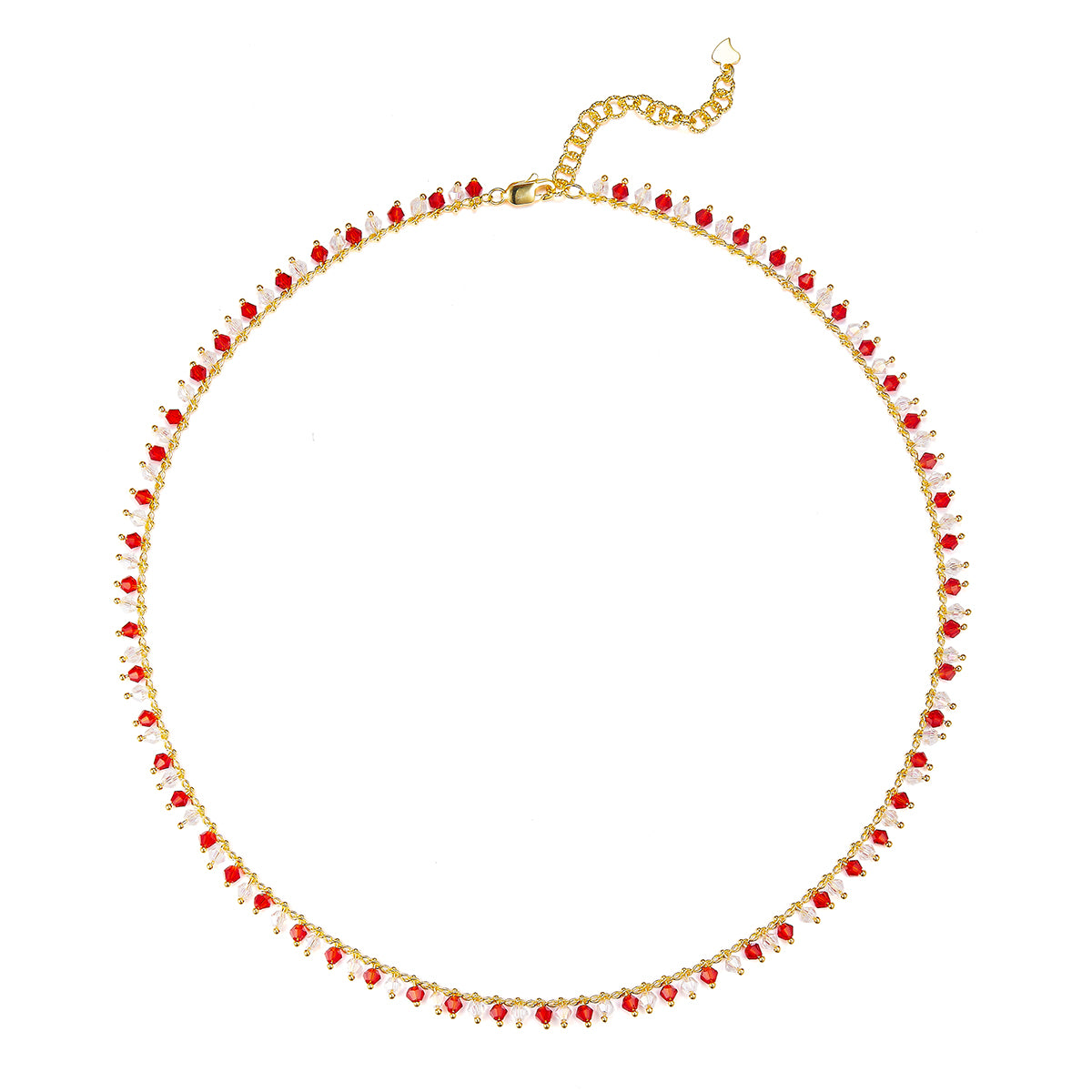 Planderful Crystal Necklace For Women S925 Silver Plated Gold Red White Synthetic Crystal Sparkling Dynamic