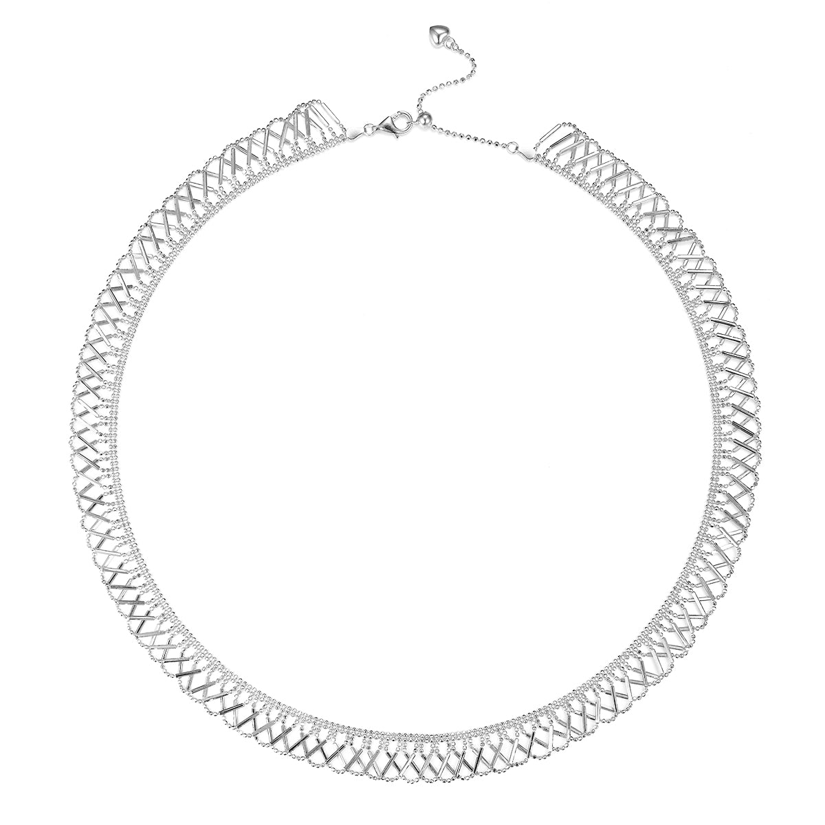 Planderful Shop S925 Silver Gold Plated Lace Woven Necklace For Women, Sparkling Italian Craftsmanship