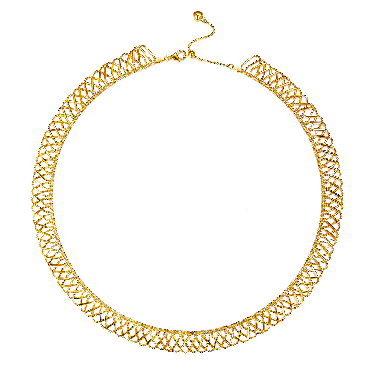 Planderful Shop S925 Silver Gold Plated Lace Woven Necklace For Women, Sparkling Italian Craftsmanship