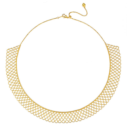 Planderful S925 Silver Gold Plated Italian Lace Woven Necklace For Women Everyday Genie Gift