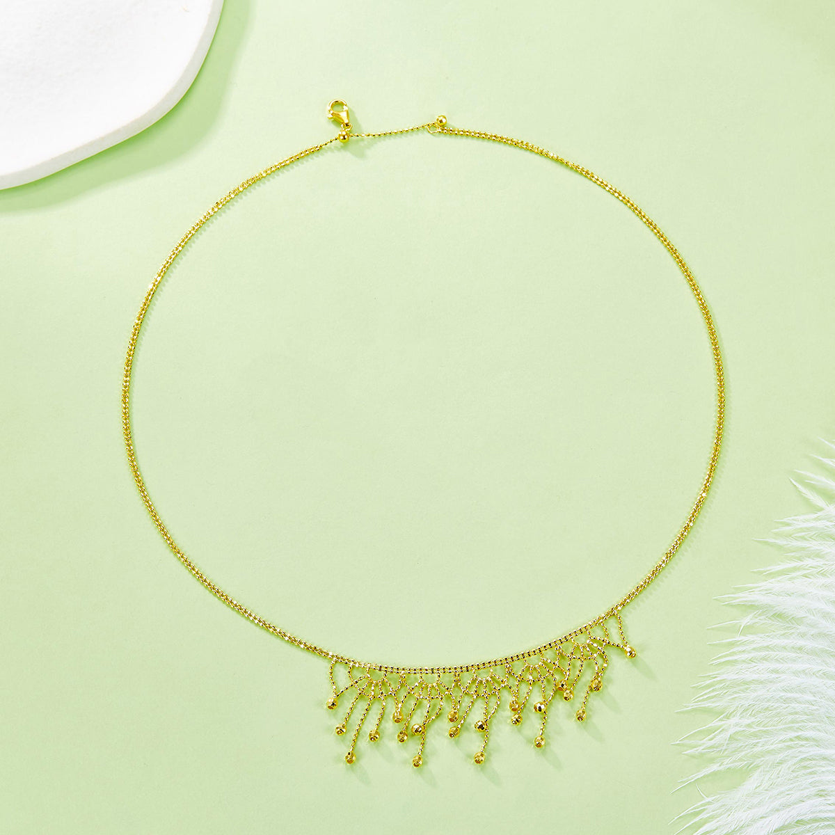 Planderful S925 Silver Plated Necklace With Italian Lace Weaving Elegant Palace Style Tassel Bead For Women