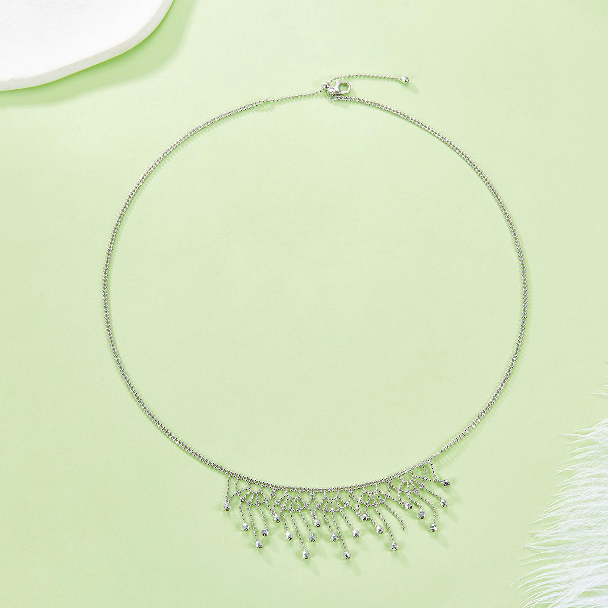 Planderful S925 Silver Plated Necklace With Italian Lace Weaving Elegant Palace Style Tassel Bead For Women