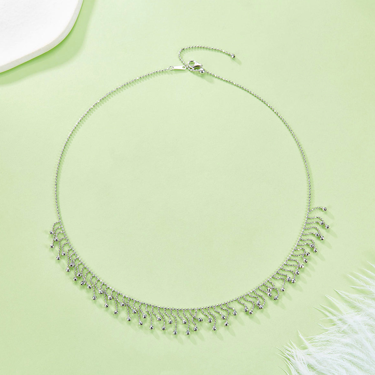 Planderful S925 Silver Gold Plated Italian Lace Beaded Tassel Necklace For Women Gift
