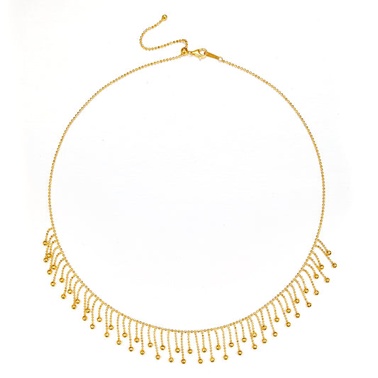 Planderful S925 Silver Gold Plated Italian Lace Beaded Tassel Necklace For Women Gift