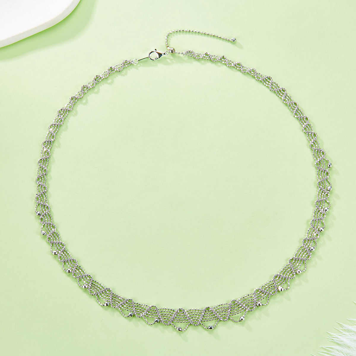 Planderful Everyday Genie S925 Silver Gold Plated Italian Craftsmanship Lace Double Layer Necklace For Her