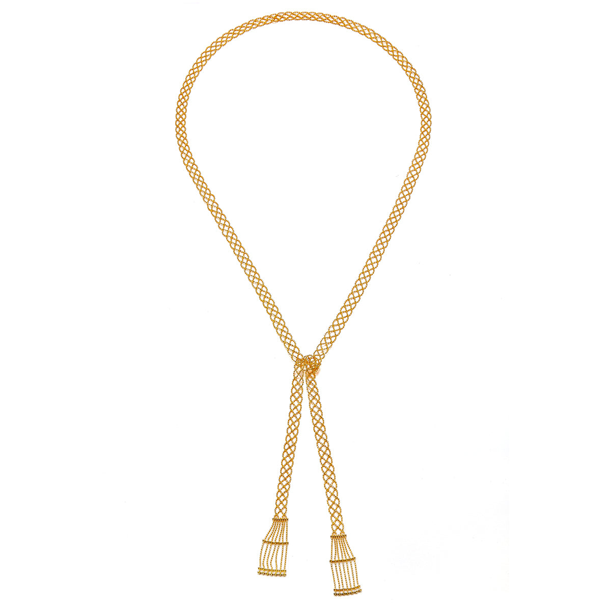 Planderful S925 Silver Necklace Luxurious Gold Plated Italian Lace Mesh 100cm Long For Women