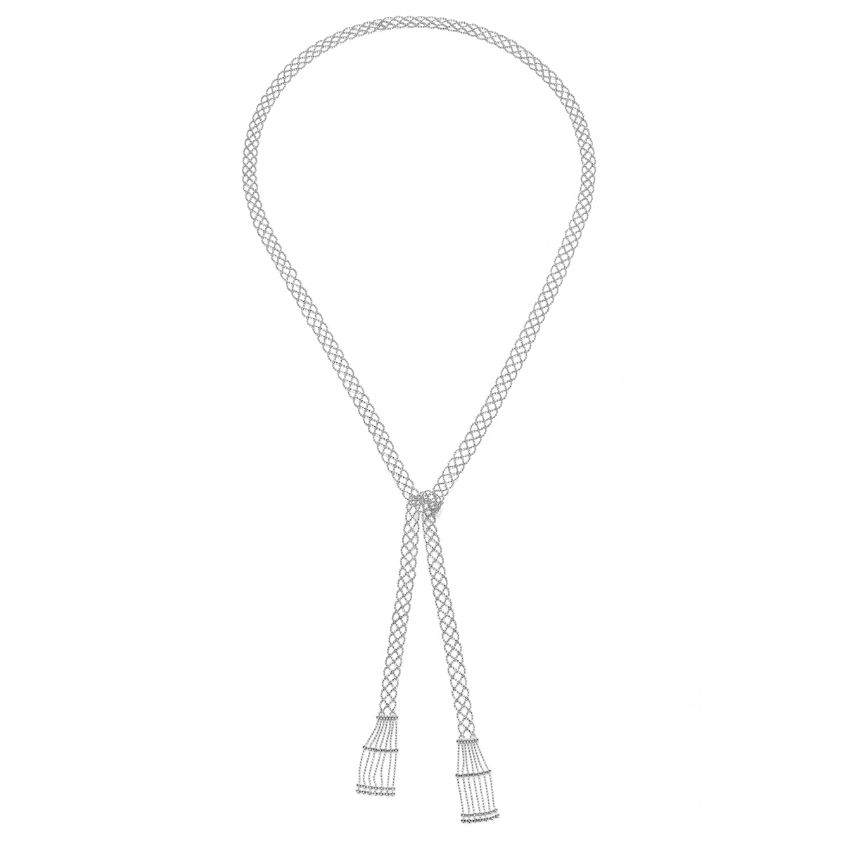 Planderful S925 Silver Necklace Luxurious Gold Plated Italian Lace Mesh 100cm Long For Women