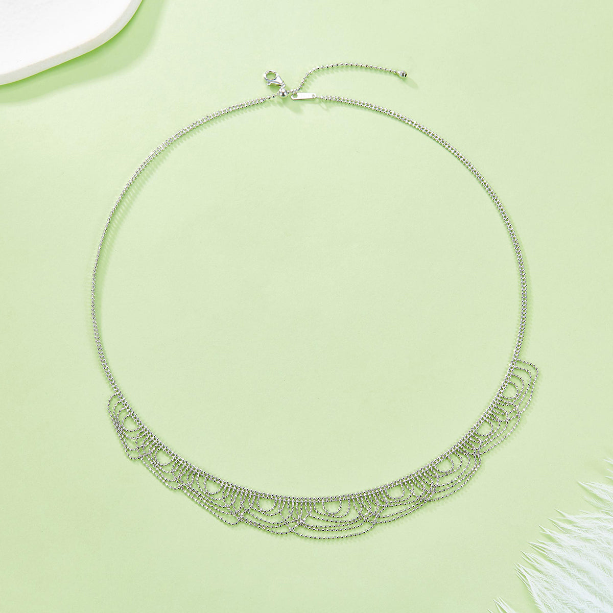 Planderful S925 Silver Lace Wave Necklace For Craft Lovers