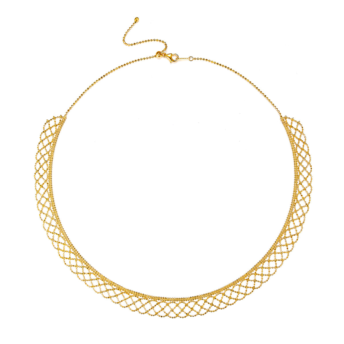 Planderful S925 Silver Gold Plated Italian Lace Mesh Necklace for Women Timeless Design Everyday Genie Collection 45cm