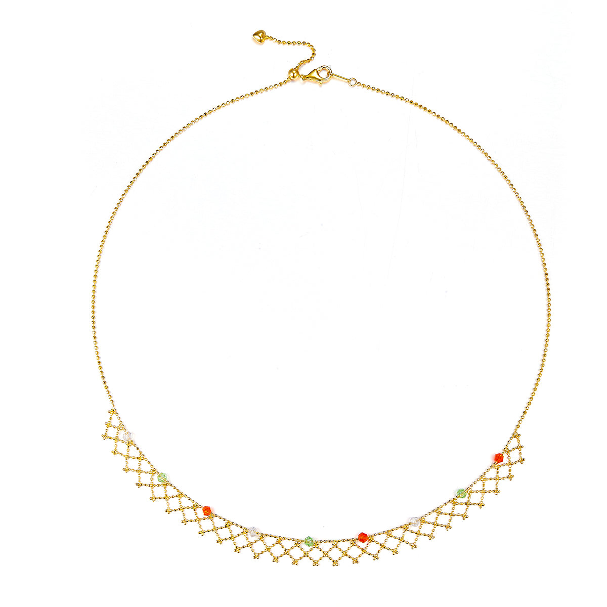 Planderful S925 Silver Necklace Platinum Plated Italian Lace Mesh for Women With Crystal Sparkle