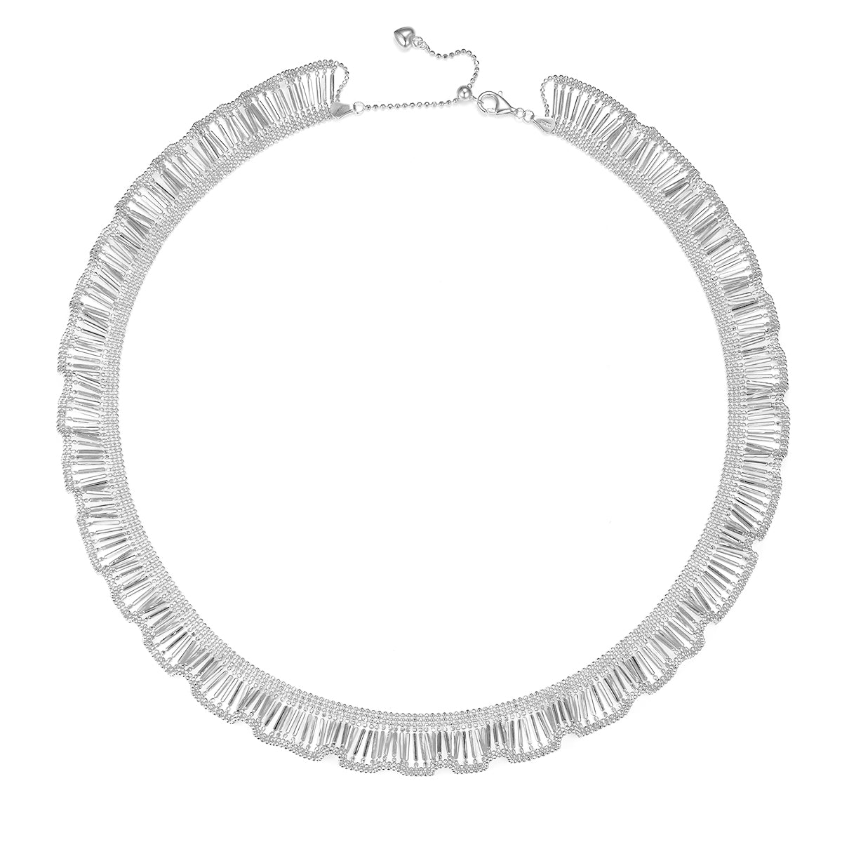 Planderful S925 Silver Gold Plated Necklace With Luxurious Ruffle Edge Italian Lace Design For Elegant Women