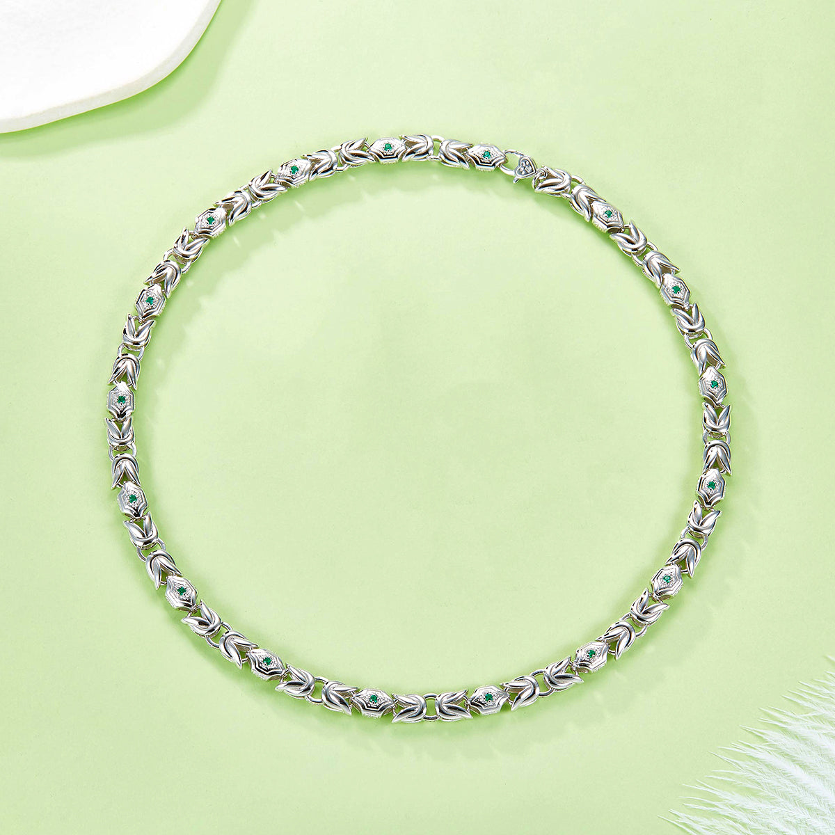 Planderful Lab Grown Emerald Necklace Sterling Silver 45cm Bold Hip Hop Luxury Jewelry For Style Lovers